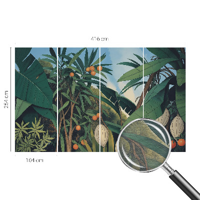 Fotomural decorativo para cabecero de cama con diseño de selva tropical