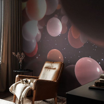 Papel mural texturado decorativo con estampado de bolas espaciales