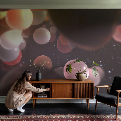Papel mural texturado decorativo con estampado de bolas espaciales
