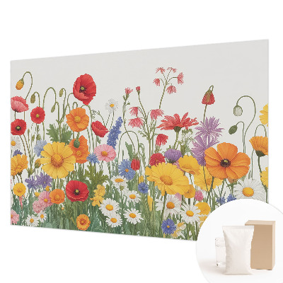 Papel mural con patrón decorativo con motivo de prado de flores