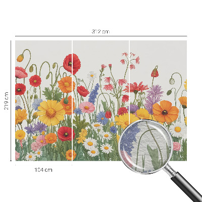 Papel mural con patrón decorativo con motivo de prado de flores