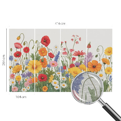 Papel mural con patrón decorativo con motivo de prado de flores