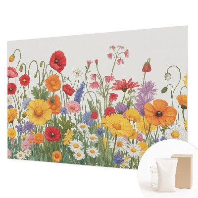 Papel mural con patrón decorativo con motivo de prado de flores