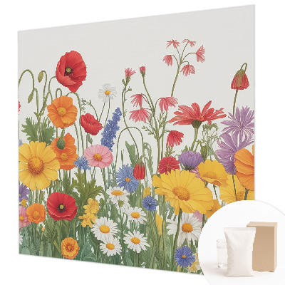 Papel mural con patrón decorativo con motivo de prado de flores