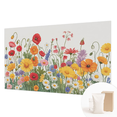 Papel mural con patrón decorativo con motivo de prado de flores