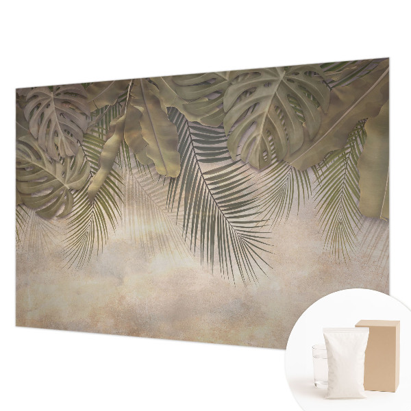 Mural decorativo con motivo de hojas tropicales