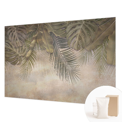 Mural decorativo con motivo de hojas tropicales