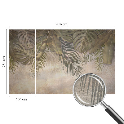 Mural decorativo con motivo de hojas tropicales