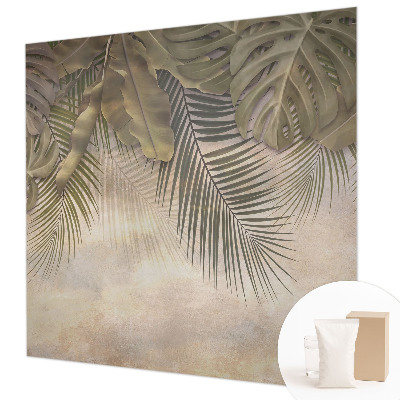 Mural decorativo con motivo de hojas tropicales