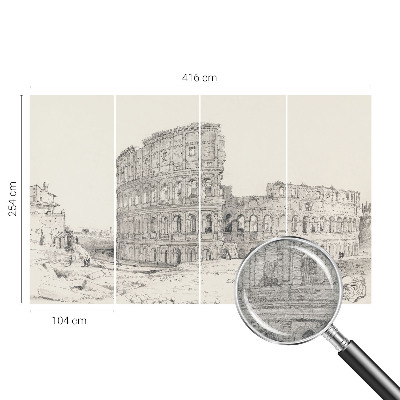 Papel mural con patrón decorativo con motivo de ruinas antiguas