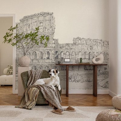 Papel mural con patrón decorativo con motivo de ruinas antiguas