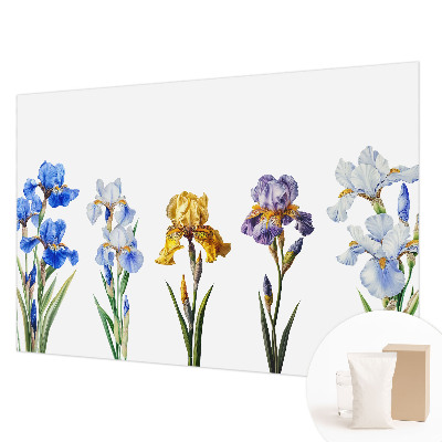 Fotomural decorativo para cabecero de cama con diseño de flores de iris
