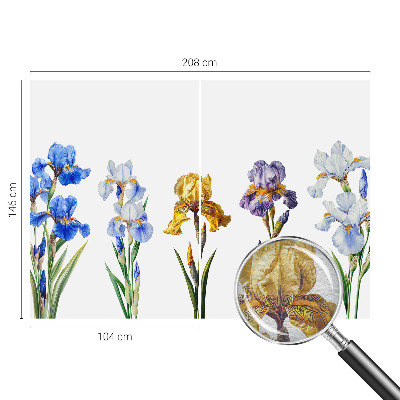 Fotomural decorativo para cabecero de cama con diseño de flores de iris