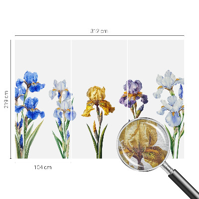 Fotomural decorativo para cabecero de cama con diseño de flores de iris
