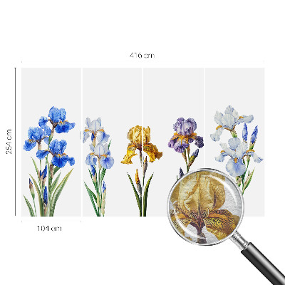 Fotomural decorativo para cabecero de cama con diseño de flores de iris