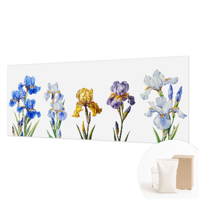 Fotomural decorativo para cabecero de cama con diseño de flores de iris