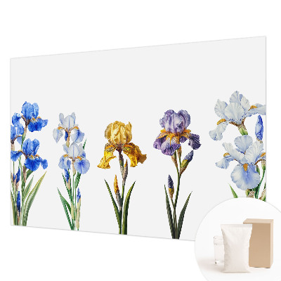 Fotomural decorativo para cabecero de cama con diseño de flores de iris