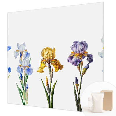 Fotomural decorativo para cabecero de cama con diseño de flores de iris