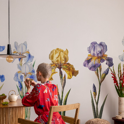 Fotomural decorativo para cabecero de cama con diseño de flores de iris