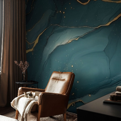 Mural de pared con estampado hermoso con motivo de abstracción en azul oscuro