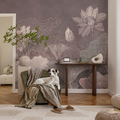 Papel mural texturado decorativo con motivo botánico de estilo pacífico