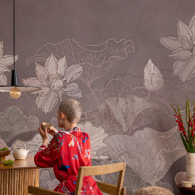 Papel mural texturado decorativo con motivo botánico de estilo pacífico