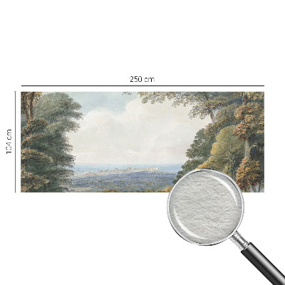 Papel mural texturado decorativo con un diseño de paisaje boscoso
