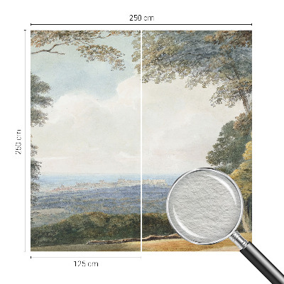 Papel mural texturado decorativo con un diseño de paisaje boscoso
