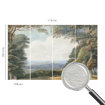 Papel mural texturado decorativo con un diseño de paisaje boscoso