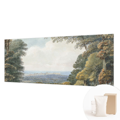 Papel mural texturado decorativo con un diseño de paisaje boscoso