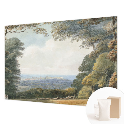Papel mural texturado decorativo con un diseño de paisaje boscoso