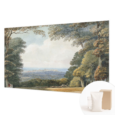 Papel mural texturado decorativo con un diseño de paisaje boscoso