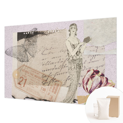 Mural decorativo con un collage de estilo nostálgico
