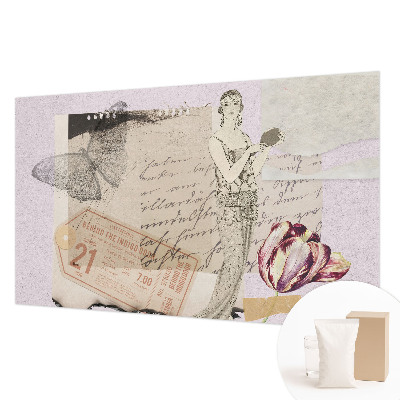 Mural decorativo con un collage de estilo nostálgico