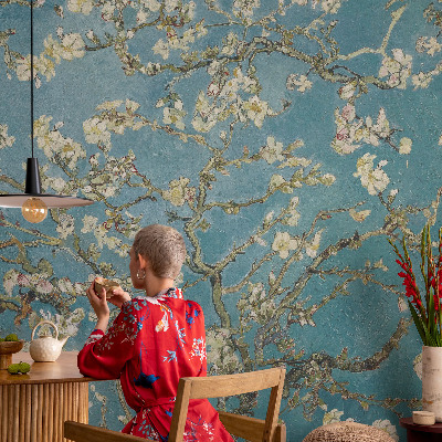 Mural de pared con estampado hermoso con ramas floridas