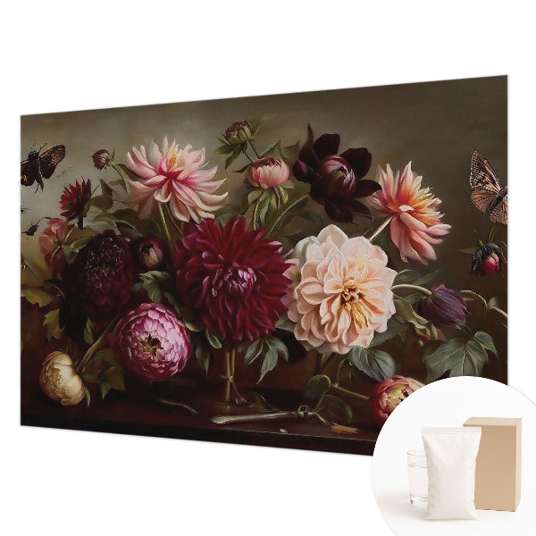 Mural de pared con estampado hermoso con un motivo floral majestuoso