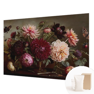 Mural de pared con estampado hermoso con un motivo floral majestuoso