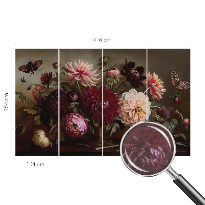 Mural de pared con estampado hermoso con un motivo floral majestuoso