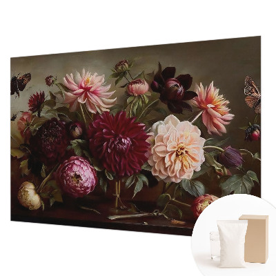 Mural de pared con estampado hermoso con un motivo floral majestuoso