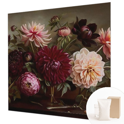 Mural de pared con estampado hermoso con un motivo floral majestuoso