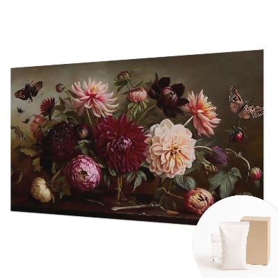 Mural de pared con estampado hermoso con un motivo floral majestuoso
