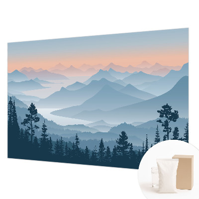 Papel mural con patrón decorativo con diseño de panorama de montaña