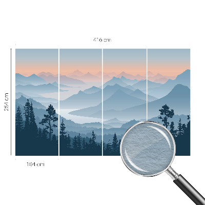 Papel mural con patrón decorativo con diseño de panorama de montaña