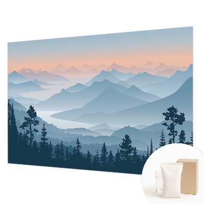 Papel mural con patrón decorativo con diseño de panorama de montaña