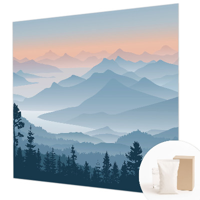 Papel mural con patrón decorativo con diseño de panorama de montaña