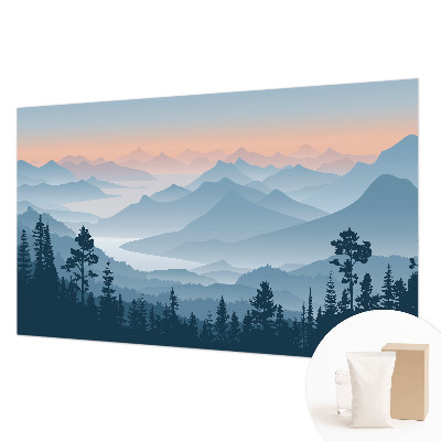 Papel mural con patrón decorativo con diseño de panorama de montaña