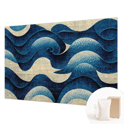 Mural de pared con estampado hermoso con un diseño de olas azules