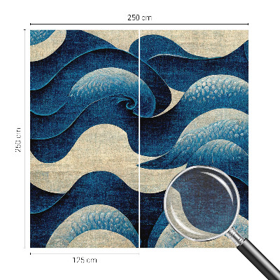 Mural de pared con estampado hermoso con un diseño de olas azules