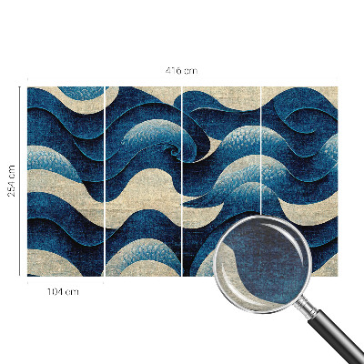 Mural de pared con estampado hermoso con un diseño de olas azules