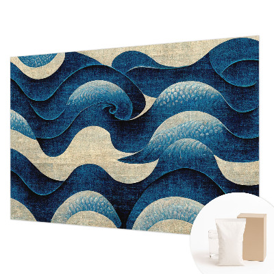 Mural de pared con estampado hermoso con un diseño de olas azules